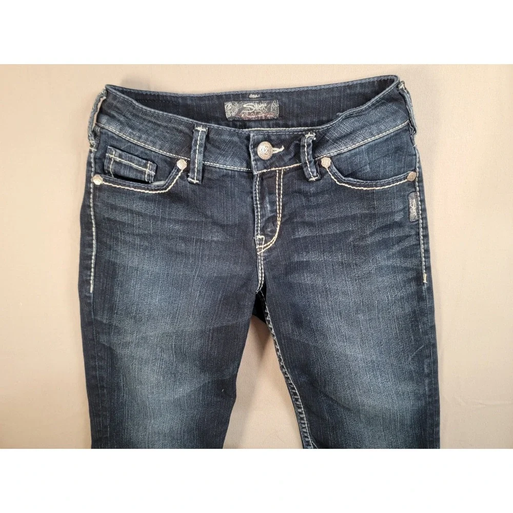 Silver Jeans Co Suki Bermuda Shorts Womens 27 Dark Wash Thick Stitch Denim